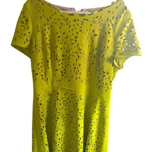 Focus By Shani Women’s Elegant Lime Green‎ Laser-Cut Fit & Flare Dress Size 16